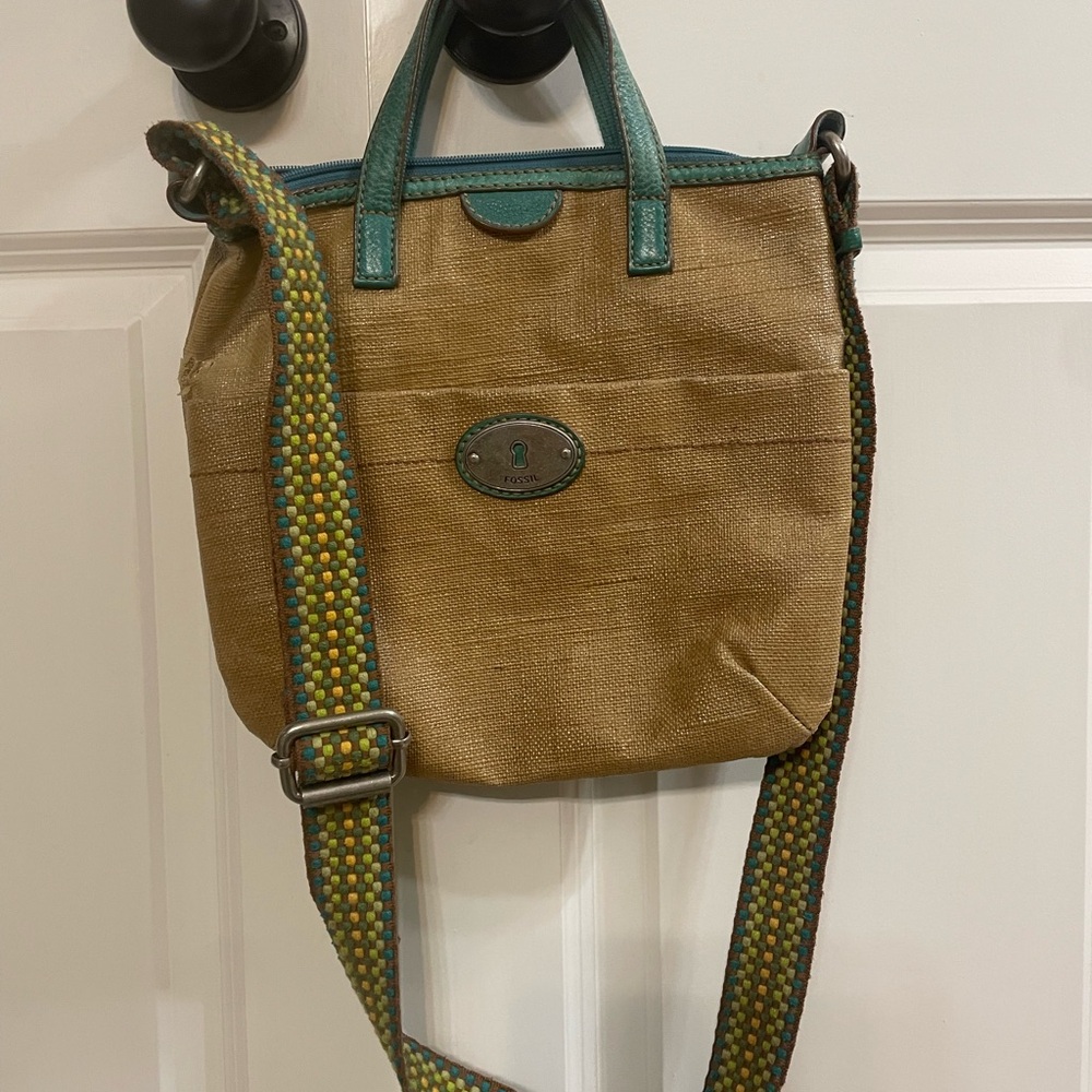 Fossil Tan and Green Women's Crossbody